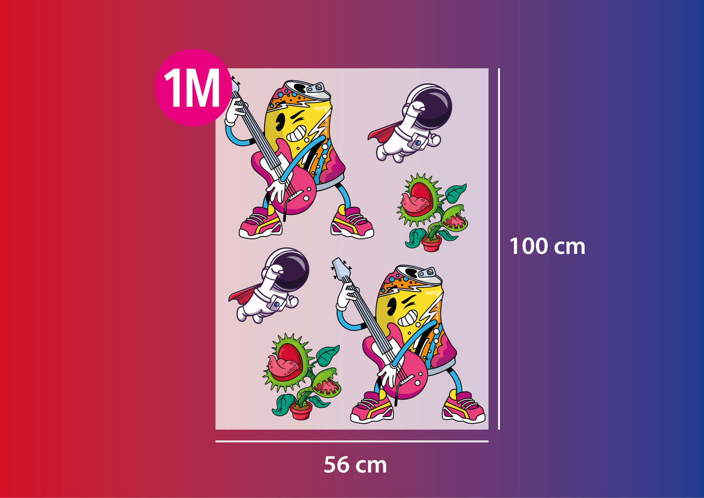 Illustration d’un transfert DTF au format 1 mètre sur 56 centimètres.