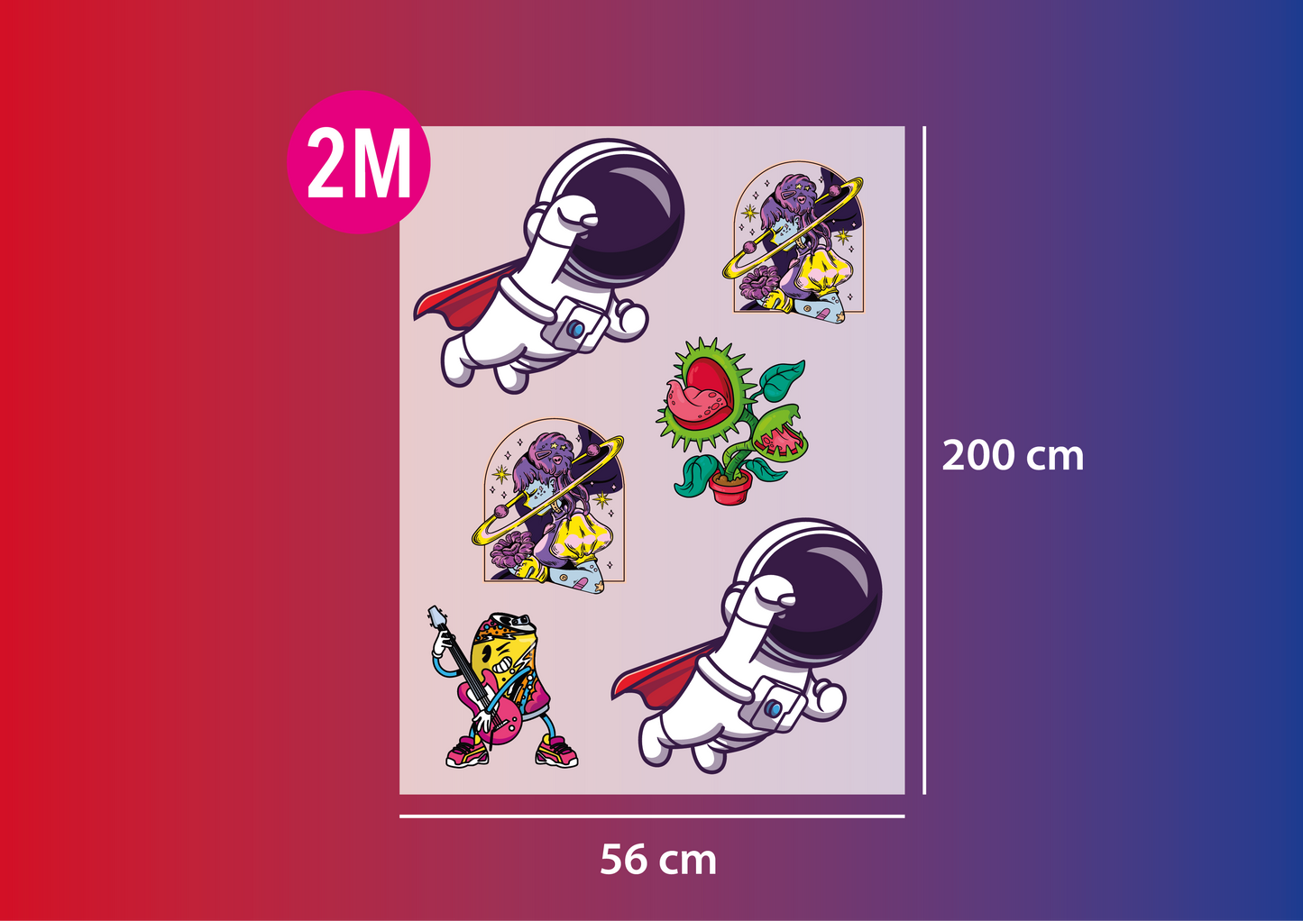 Illustration d’un transfert DTF au format 2 mètre sur 56 centimètres.