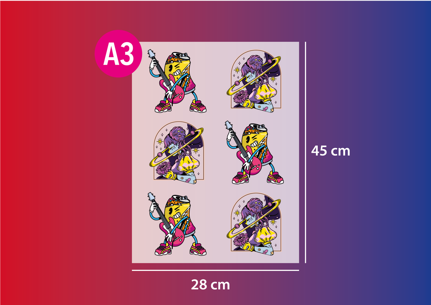 Illustration d’un transfert DTF en format A3.