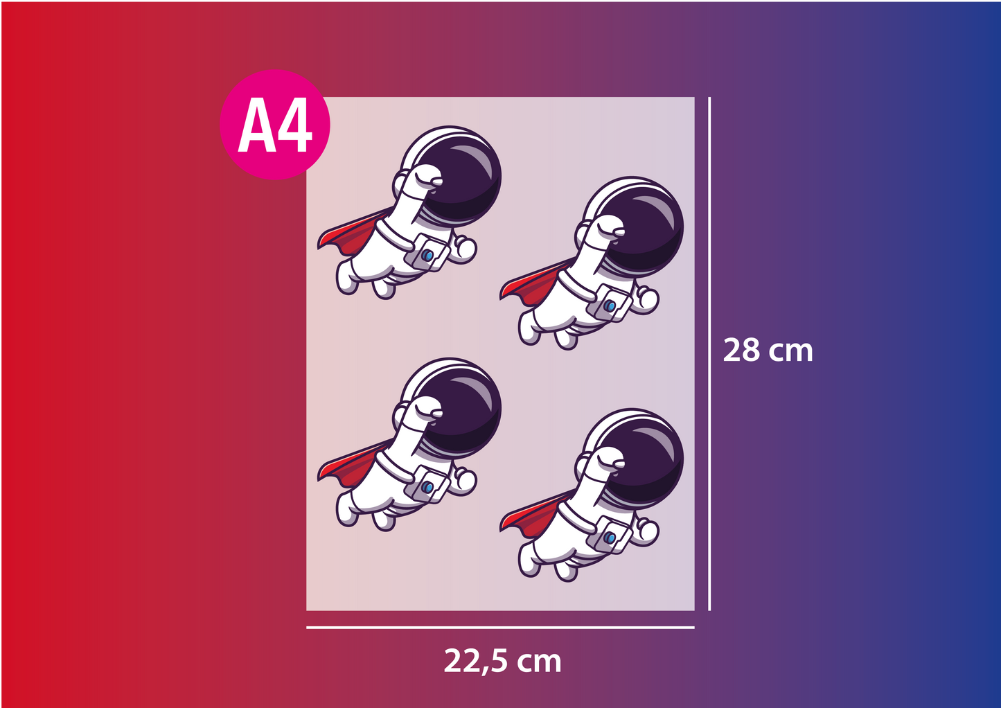Illustration d’un transfert DTF en format A4.